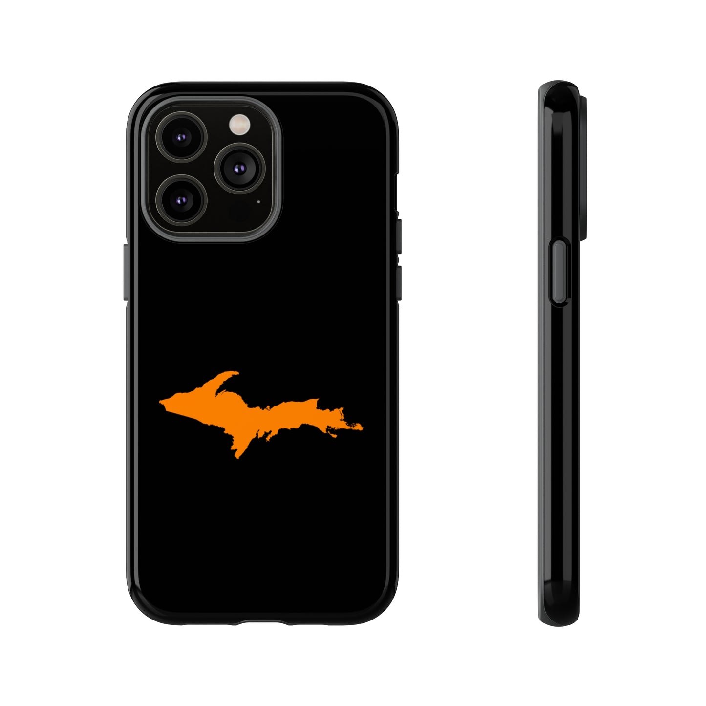 Michigan Upper Peninsula Tough Phone Case (Black w/ Orange UP Outline) | Apple iPhone