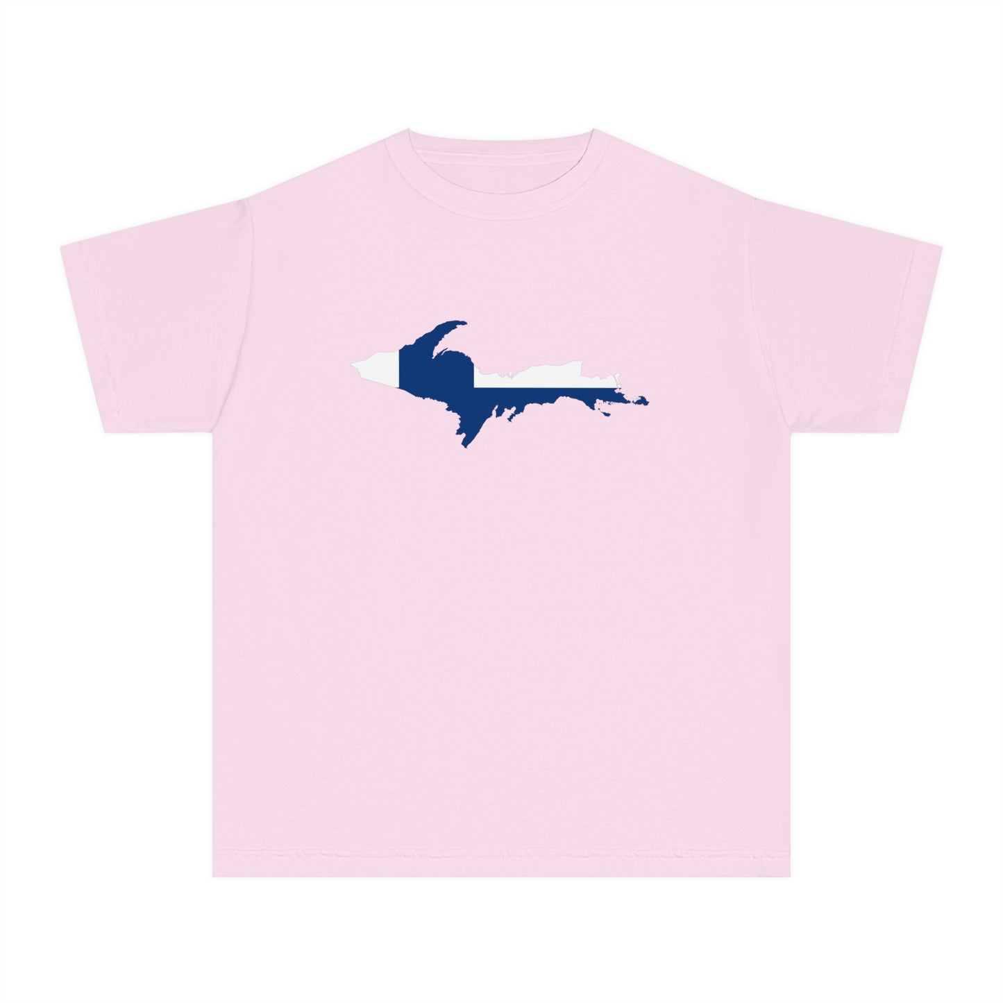 Michigan Upper Peninsula T-Shirt (w/ UP Finland Flag Outline) | Youth Garment-Dyed