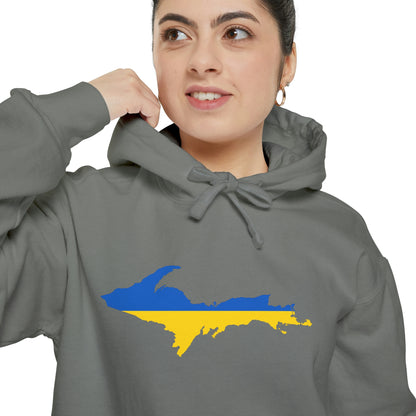 Michigan Upper Peninsula Hoodie (w/ UP Ukraine Flag Outline) | Unisex Garment-Dyed