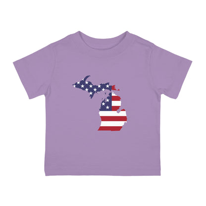 Michigan Infant T-Shirt (w/ MI USA Flag Outline) | Short Sleeve