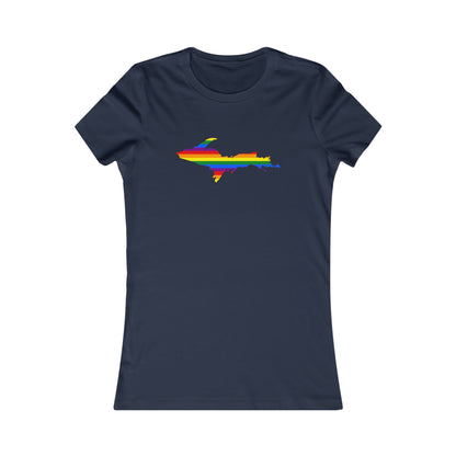 Michigan Upper Peninsula T-Shirt (w/ UP Pride Flag Outline) | Women's Slim Fit