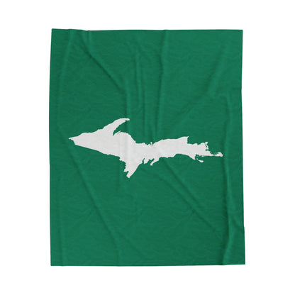 Michigan Upper Peninsula Plush Blanket (w/ UP Outline) | Emerald Green