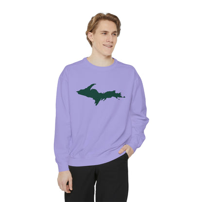 Michigan Upper Peninsula Sweatshirt (w/ Green UP Outline) | Unisex Garment Dyed