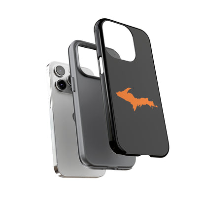 Michigan Upper Peninsula Tough Phone Case (Black w/ Orange UP Outline) | Apple iPhone