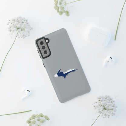 Michigan Upper Peninsula Tough Phone Case (Silver w/ UP Finland Flag Outline) | Samsung & Pixel Android