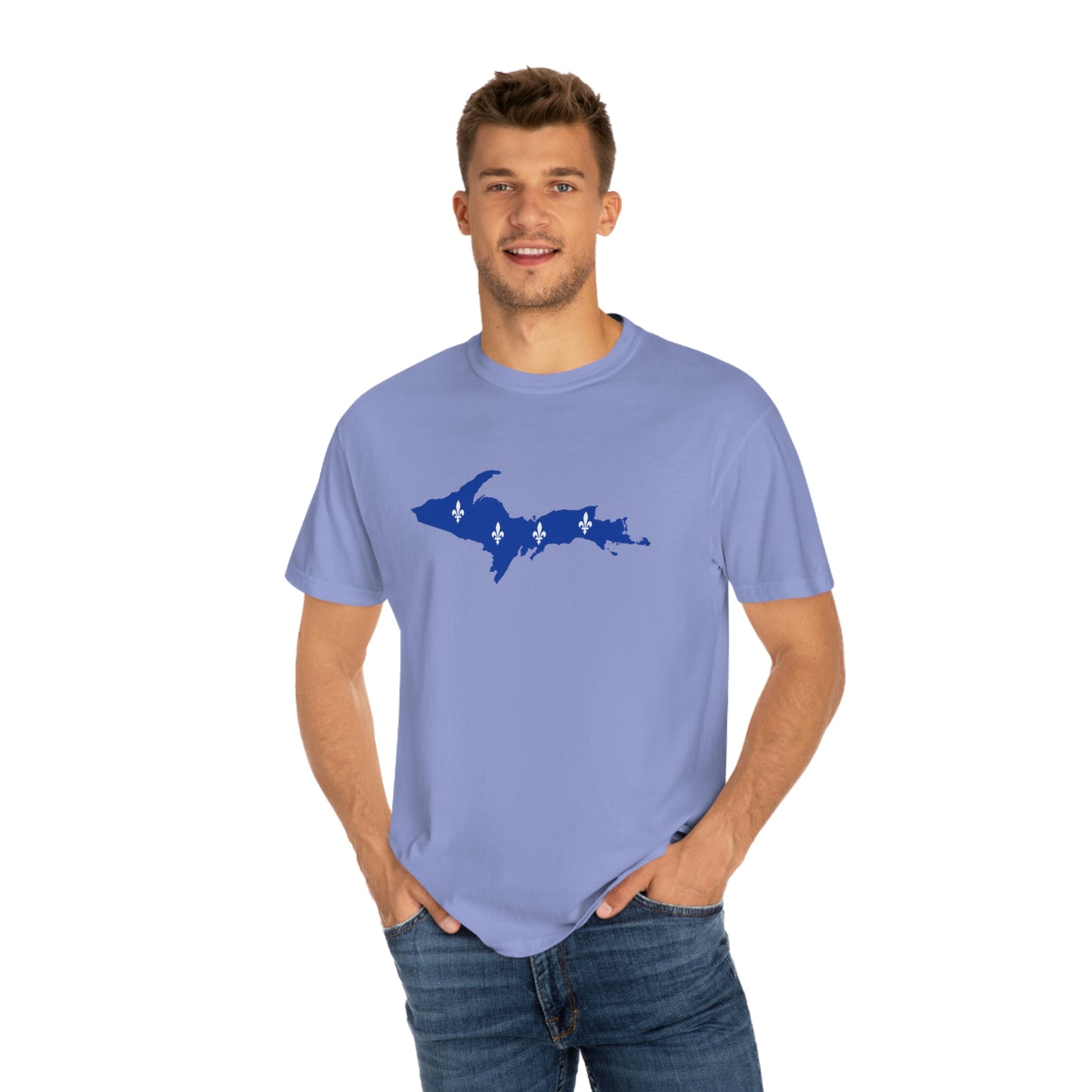 Michigan Upper Peninsula T-Shirt (w/ UP Quebec Flag Outline) | Unisex Garment-Dyed