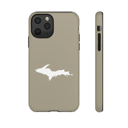 Michigan Upper Peninsula Tough Phone Case (Petoskey Stone Beige w/ UP Outline) | Apple iPhone