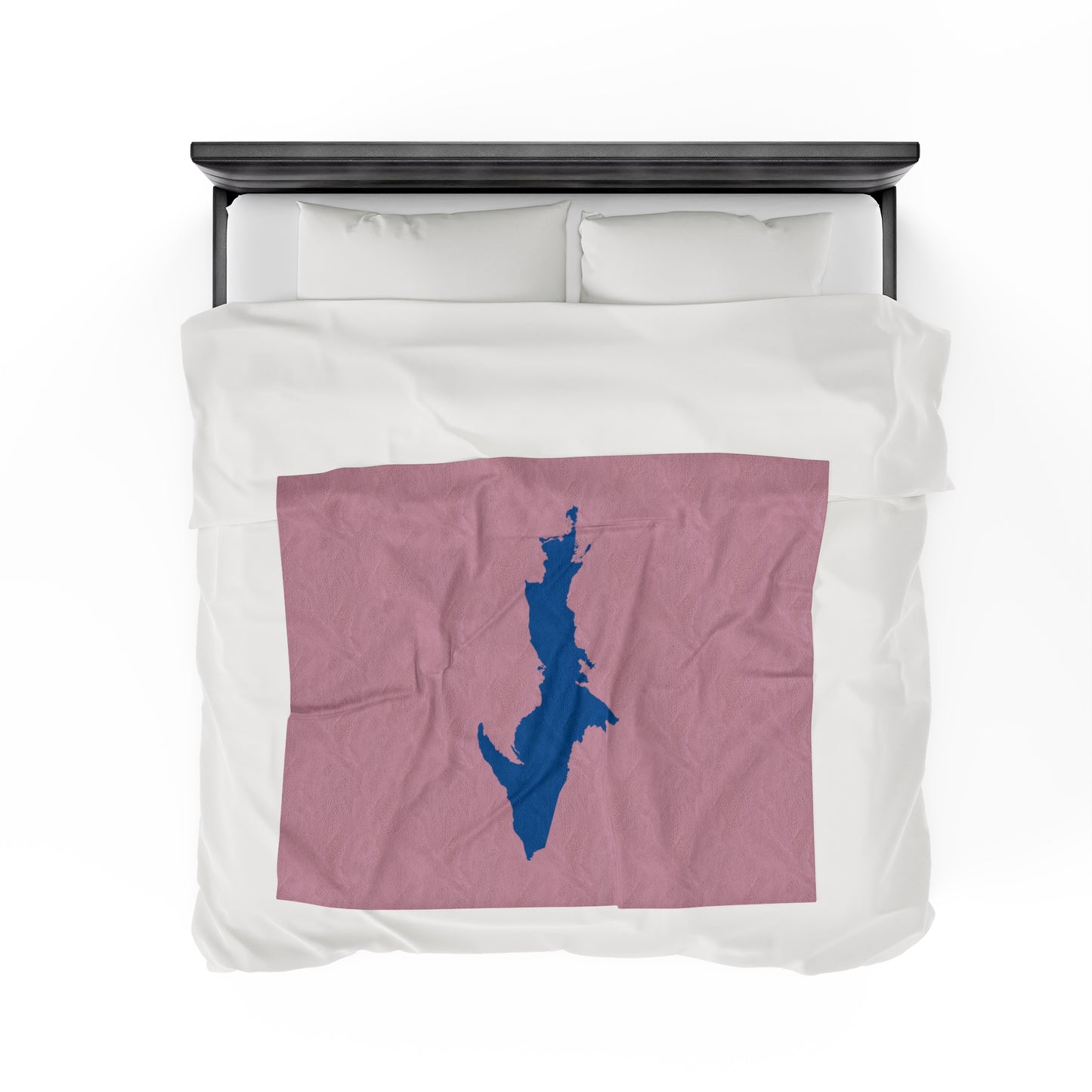 Michigan Upper Peninsula Plush Blanket (w/ Azure UP Outline) | Pink