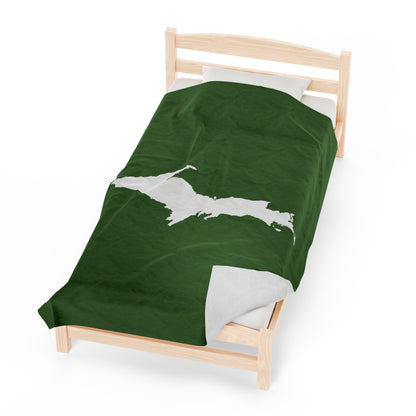 Michigan Upper Peninsula Plush Blanket (w/ UP Outline) | Pine Green