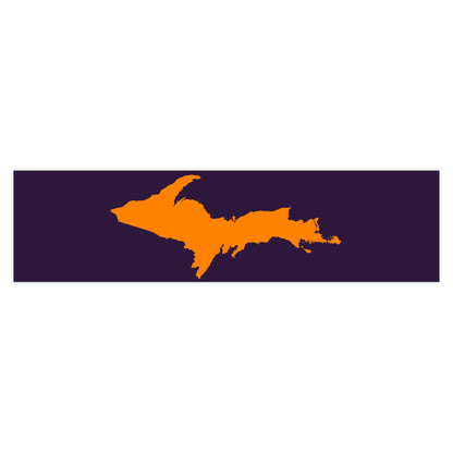 Michigan Upper Peninsula Bumper Sticker (w/ Orange UP Outline) | Blackcurrant Background