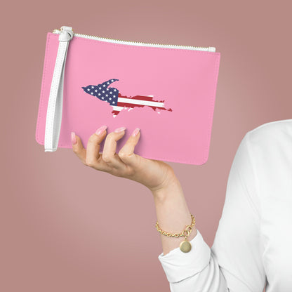 Michigan Upper Peninsula Clutch Bag ('67 Caddie Pink w/UP USA Flag Outline)