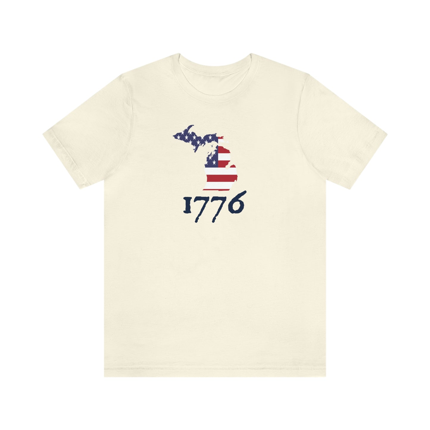 Michigan '1776' T-Shirt (Patriot Font w/ MI USA Flag Outline) | Unisex Standard Fit