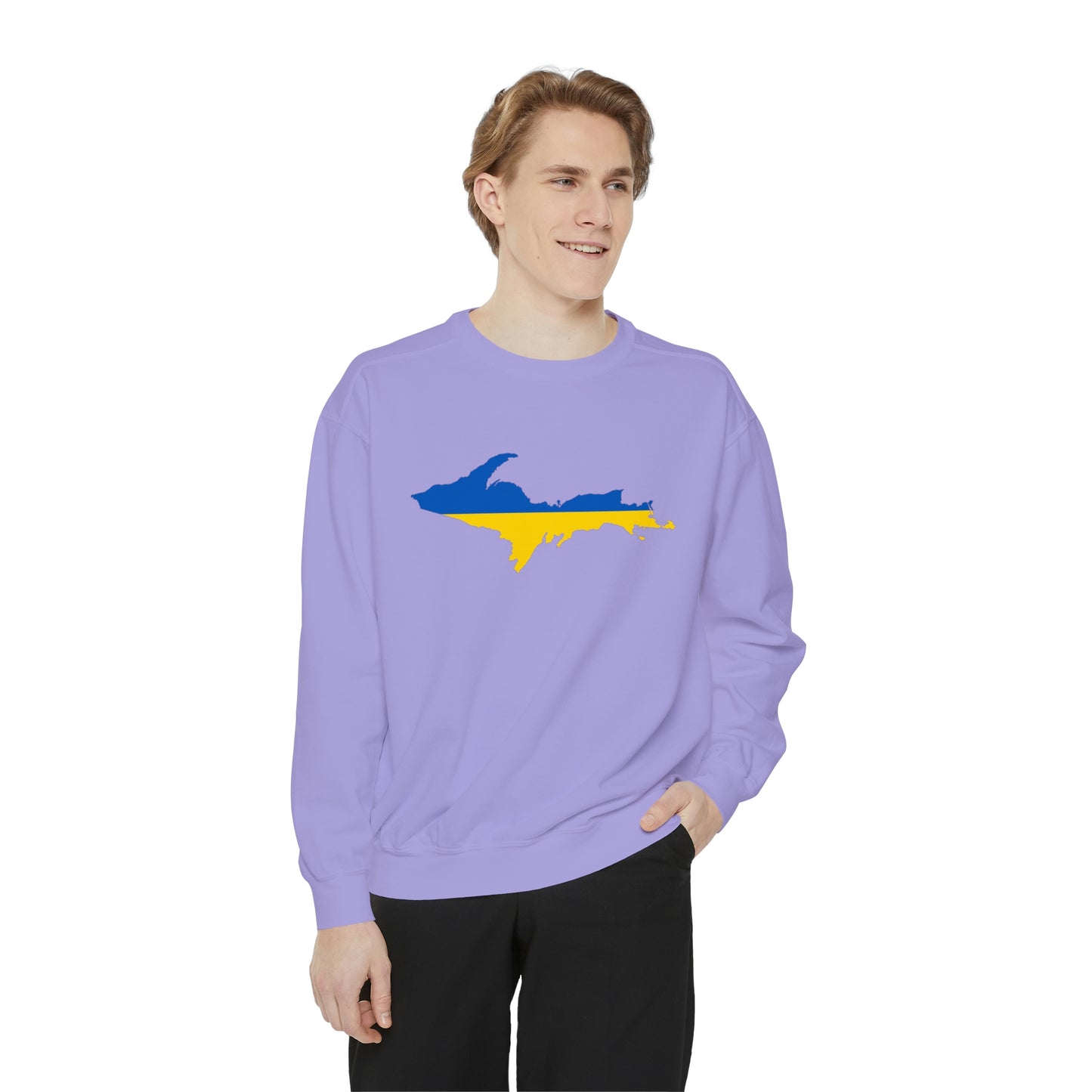 Michigan Upper Peninsula Sweatshirt (w/ UP Ukraine Outline) | Unisex Garment Dyed