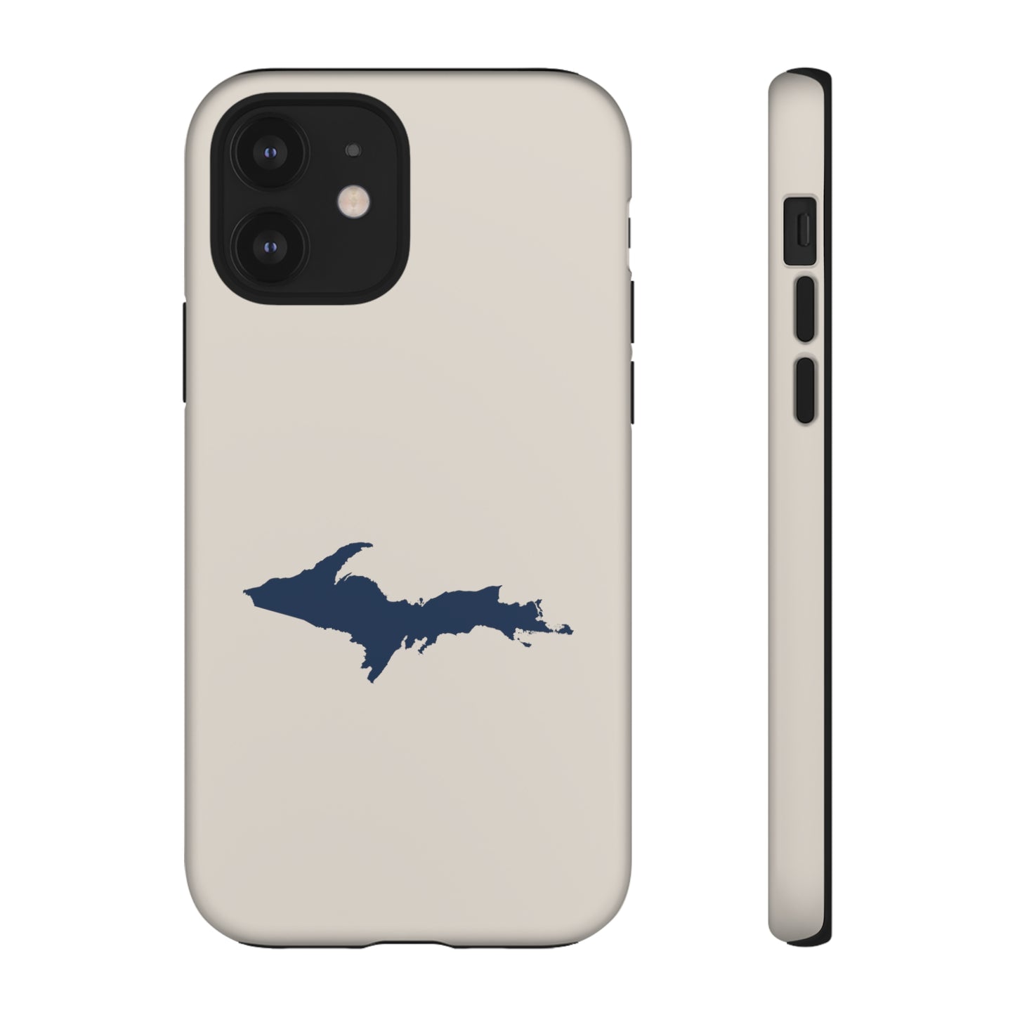 Michigan Upper Peninsula Tough Phone Case (Canvas Color w/ UP Outline) | Apple iPhone