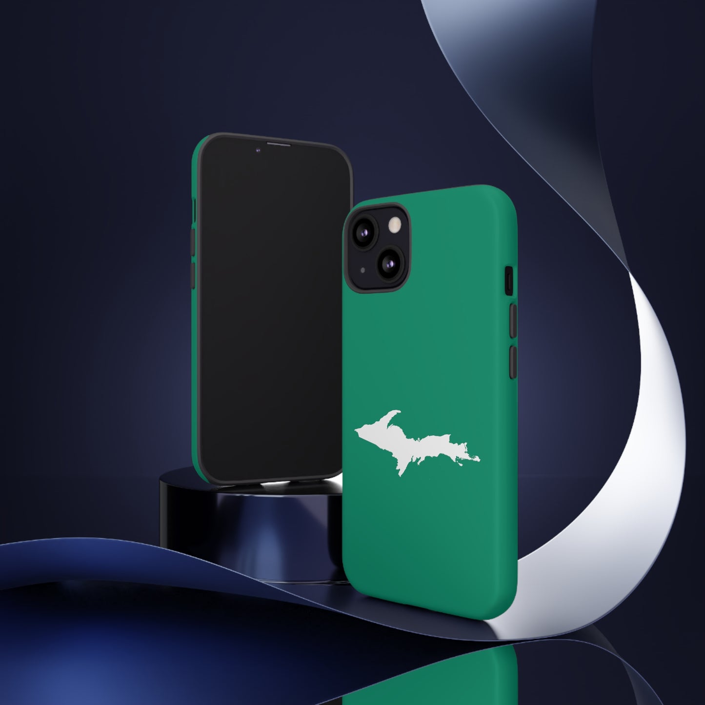 Michigan Upper Peninsula Tough Phone Case (Emerald Green w/ UP Outline) | Apple iPhone