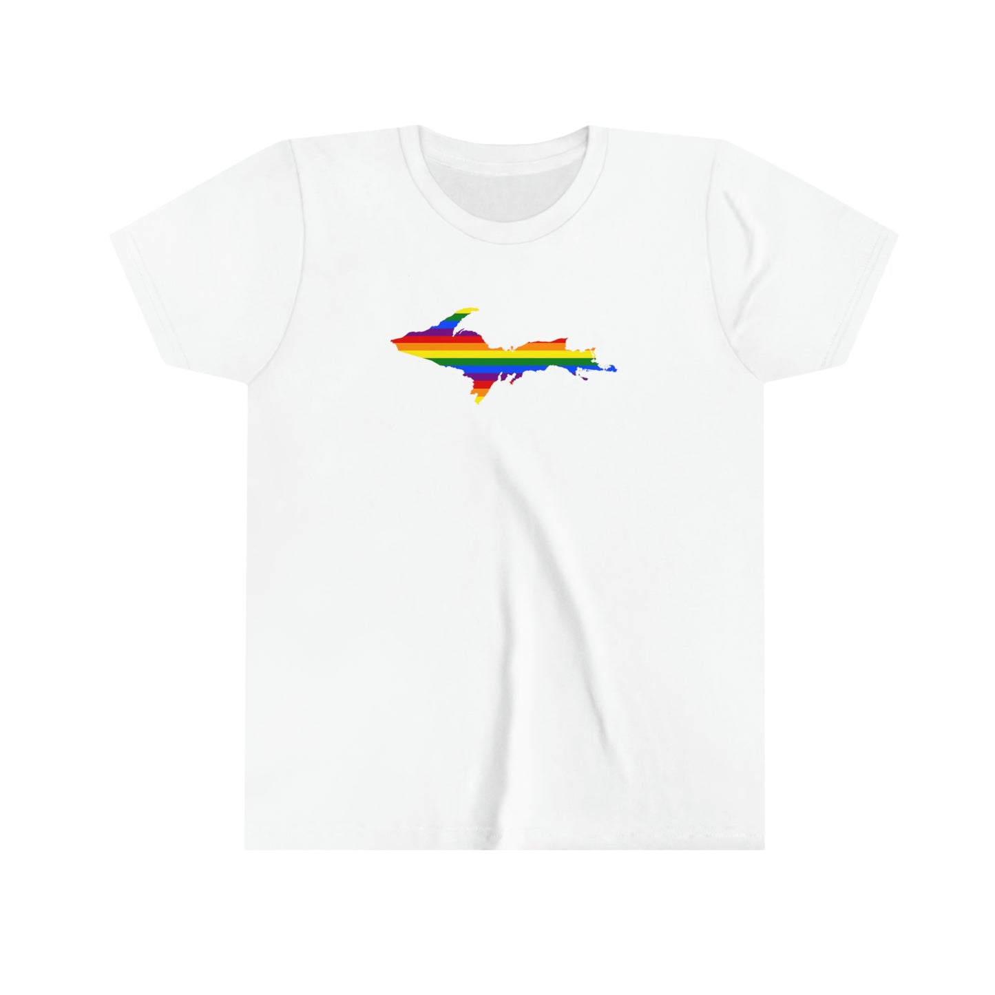 Michigan Upper Peninsula T-Shirt (w/ UP Pride Flag Outline) | Youth Short Sleeve