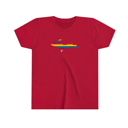 Michigan Upper Peninsula T-Shirt (w/ UP Pride Flag Outline) | Youth Short Sleeve