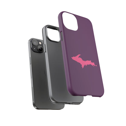 Michigan Upper Peninsula Tough Phone Case (Plum w/ Pink UP Outline) | Apple iPhone