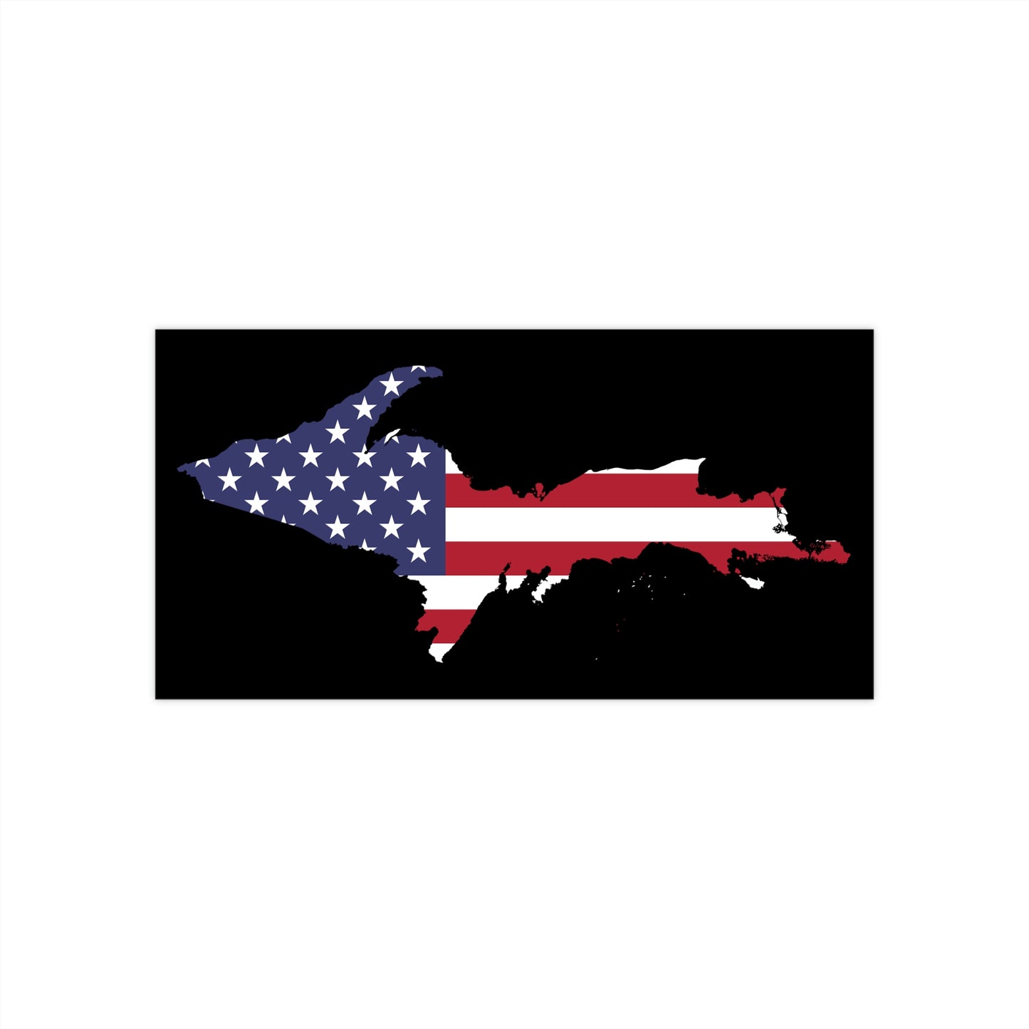 Michigan Upper Peninsula Bumper Stickers (w/ UP USA Flag Outline) | Black Background