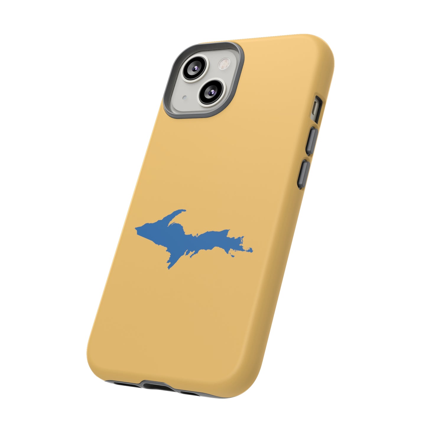 Michigan Upper Peninsula Tough Phone Case (Citrine w/ Azure UP Outline) | Apple iPhone