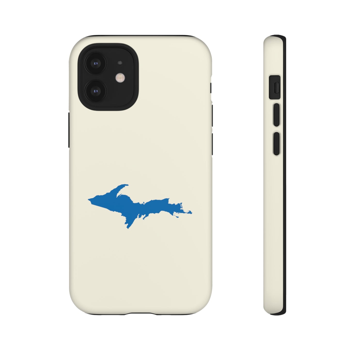 Michigan Upper Peninsula Tough Phone Case (Ivory Color w/ Azure UP Outline) | Apple iPhone