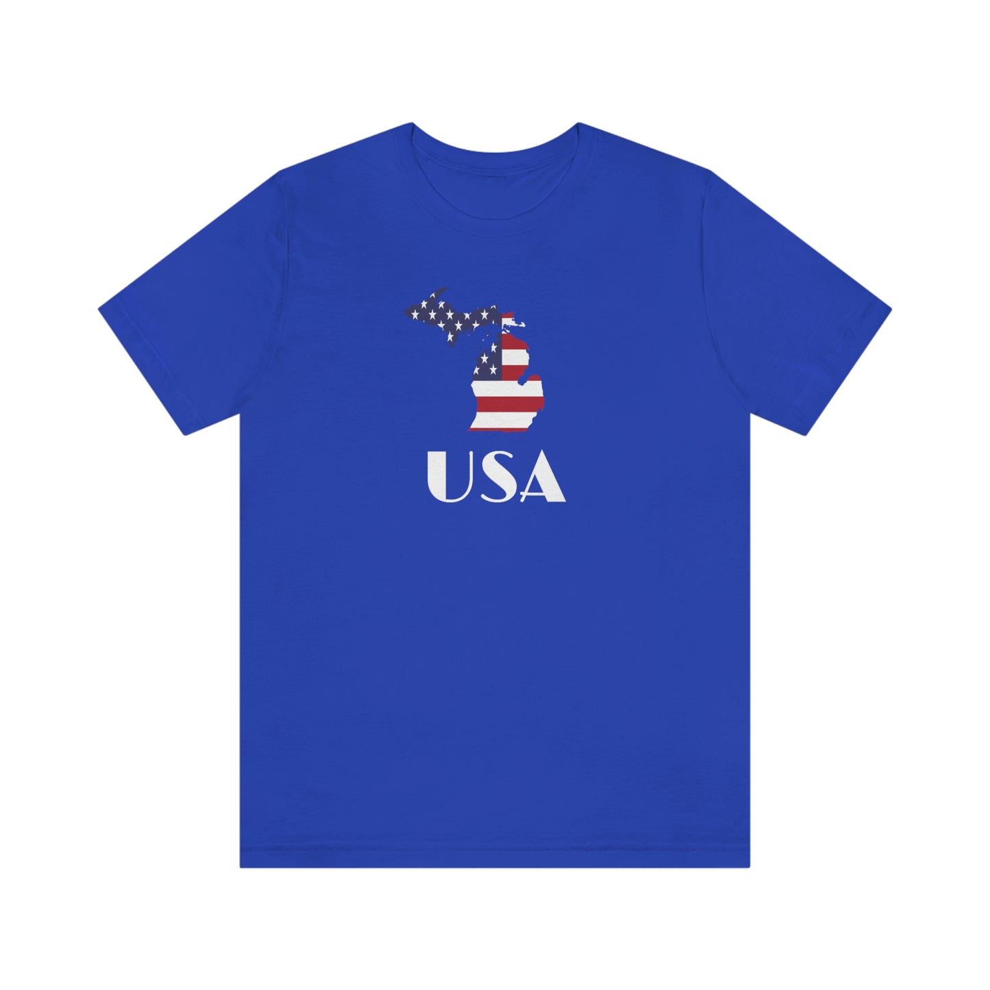 Michigan 'USA' T-Shirt (w/ MI USA Flag Outline) | Unisex Standard Fit