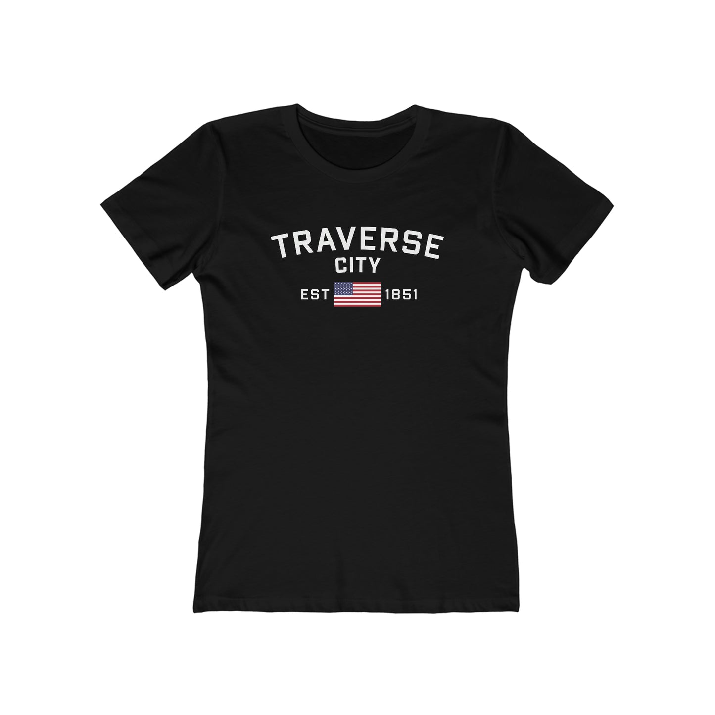 'Traverse City EST 1851' (w/USA Flag Outline) | Women's Boyfriend Cut