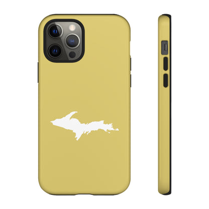 Michigan Upper Peninsula Tough Phone Case (Plum Yellow w/ UP Outline) | Apple iPhone