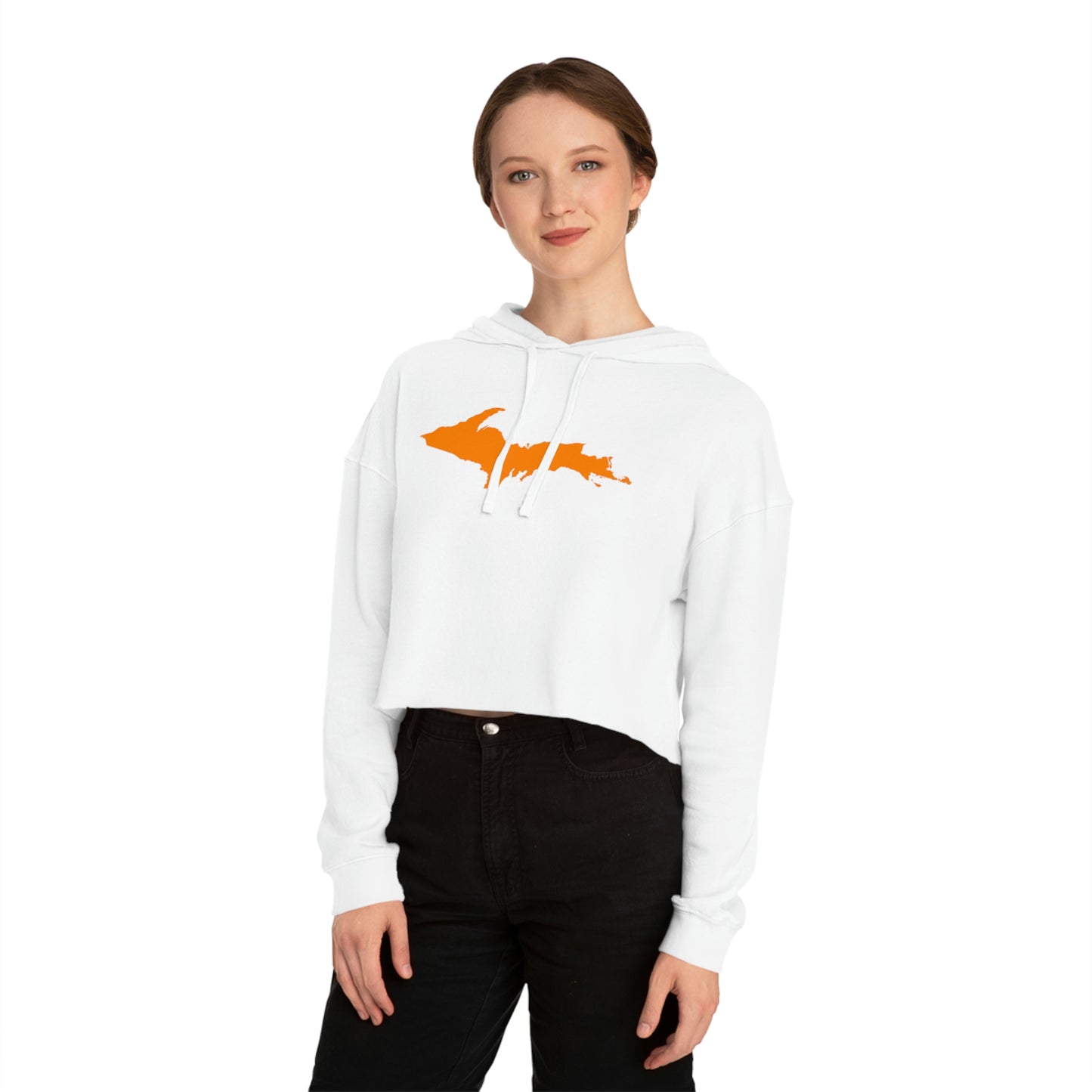 Michigan Upper Peninsula Hoodie (w/ Orange UP Outline) | Lightweight Cropped