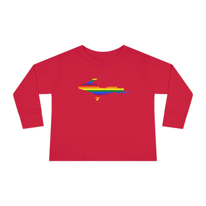 Michigan Upper Peninsula T-Shirt (w/ UP Pride Flag Outline) | Toddler Long Sleeve