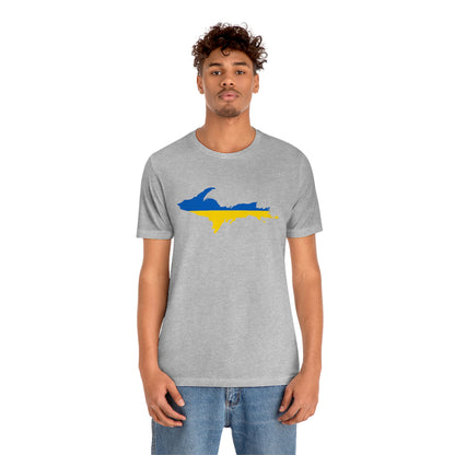 Michigan Upper Peninsula T-Shirt (w/ UP Ukraine Flag Outline) | Unisex Standard Fit