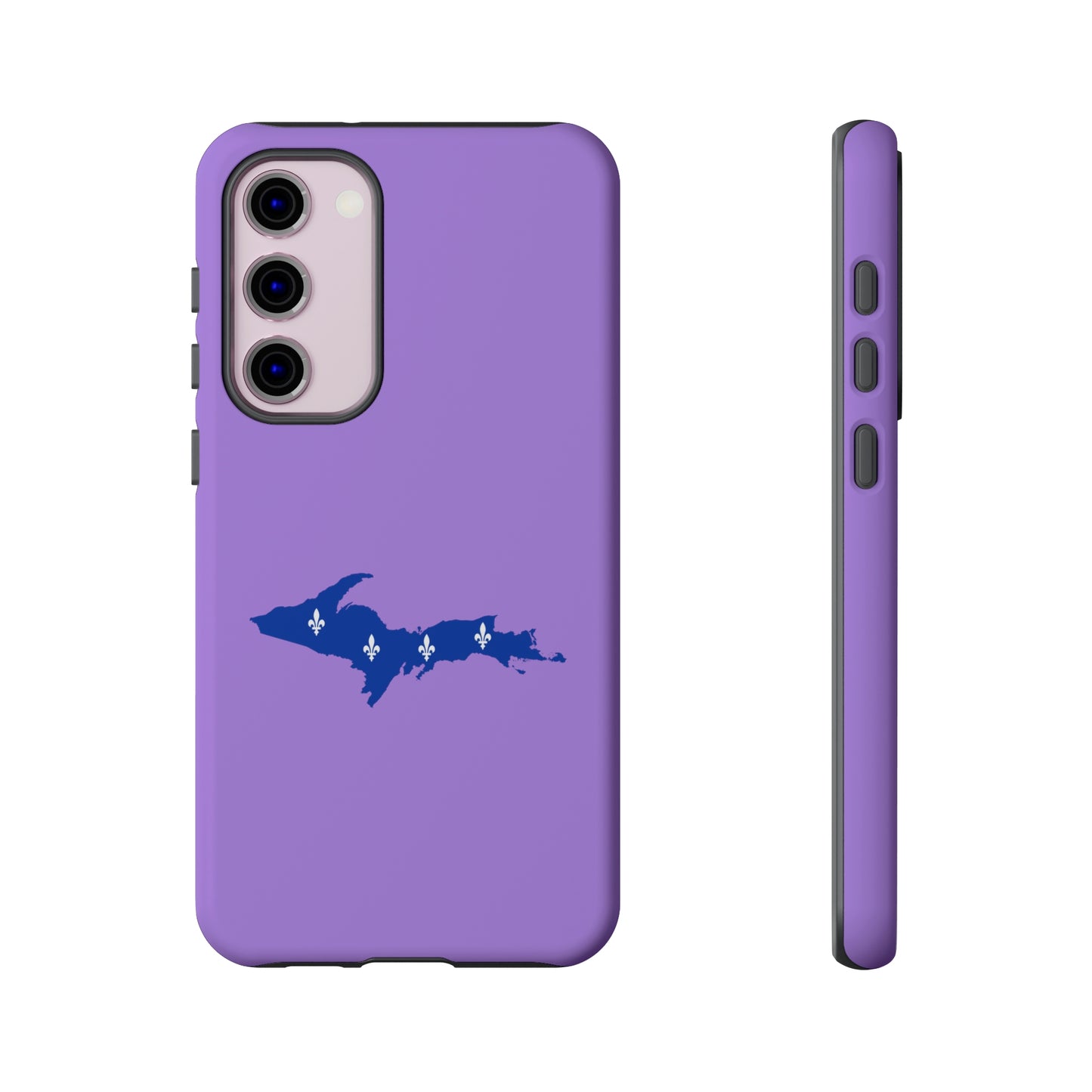 Michigan Upper Peninsula Tough Phone Case (Lavender w/ UP Quebec Flag Outline) | Samsung & Pixel Android