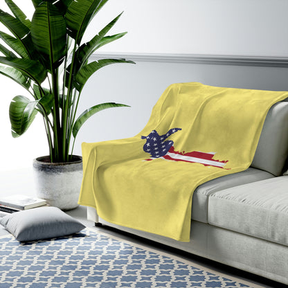 Michigan Upper Peninsula Plush Blanket (w/ UP USA Flag Outline) | Cherry Yellow