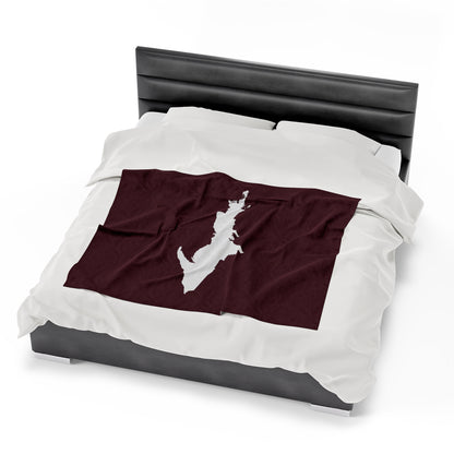 Michigan Upper Peninsula Plush Blanket (w/ UP Outline) | Old Mission Burgundy