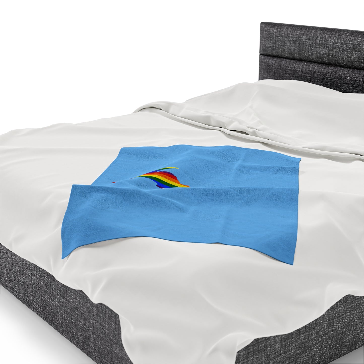 Michigan Upper Peninsula Plush Blanket (w/ UP Pride Flag Outline) | DTW Blue