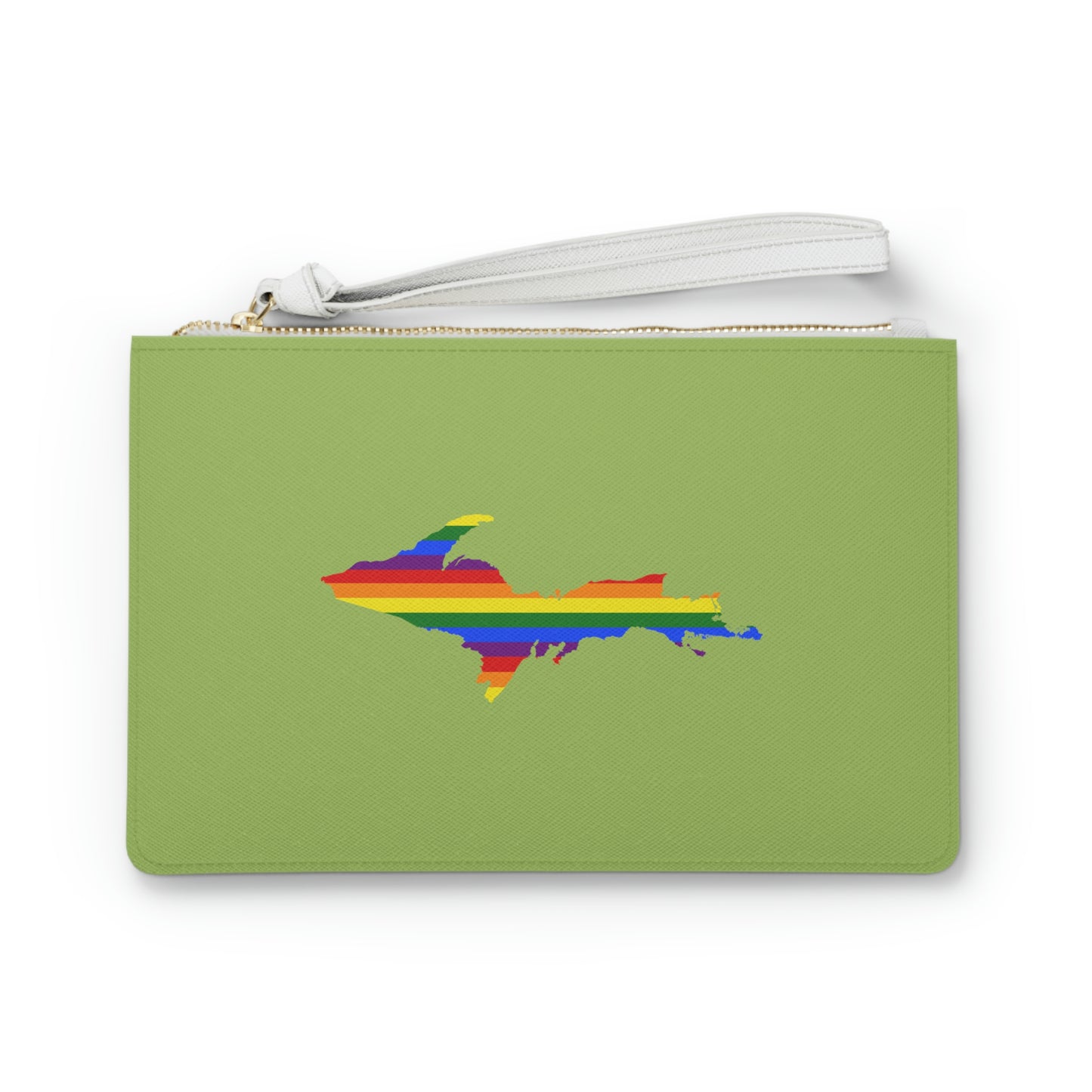 Michigan Upper Peninsula Clutch Bag (Gooseberry Green w/ UP Pride Flag Outline)