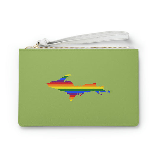 Michigan Upper Peninsula Clutch Bag (Gooseberry Green w/ UP Pride Flag Outline)