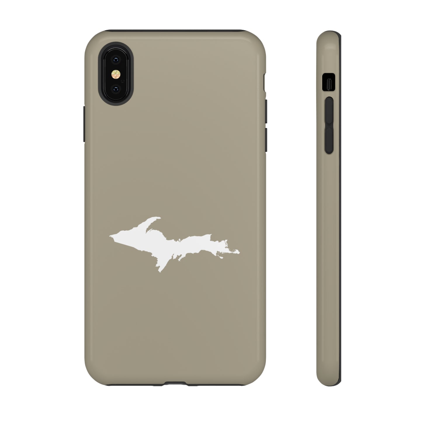 Michigan Upper Peninsula Tough Phone Case (Petoskey Stone Beige w/ UP Outline) | Apple iPhone