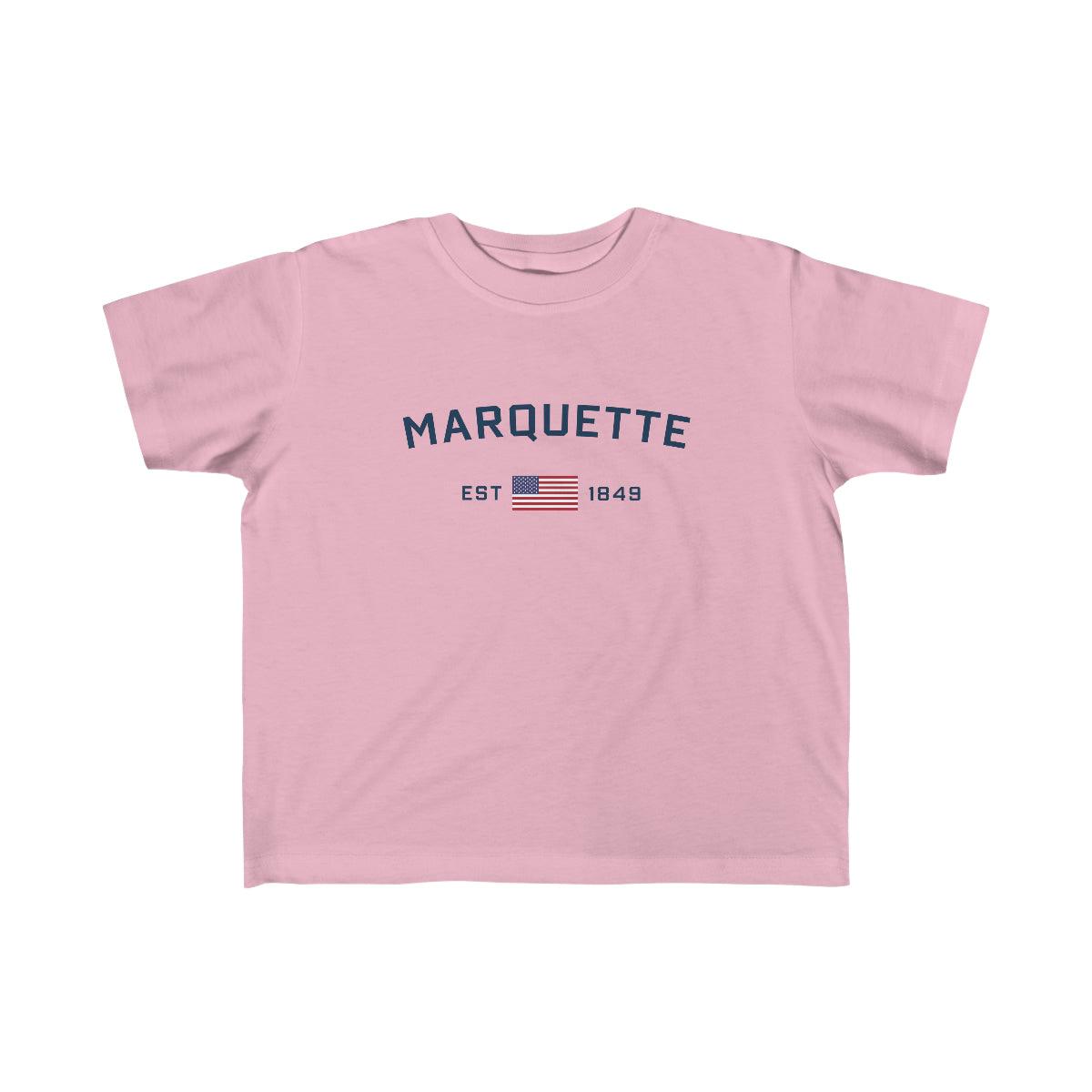 'Marquette EST 1849' T-Shirt  (w/USA Flag Outline) | Toddler Short Sleeve - Circumspice Michigan