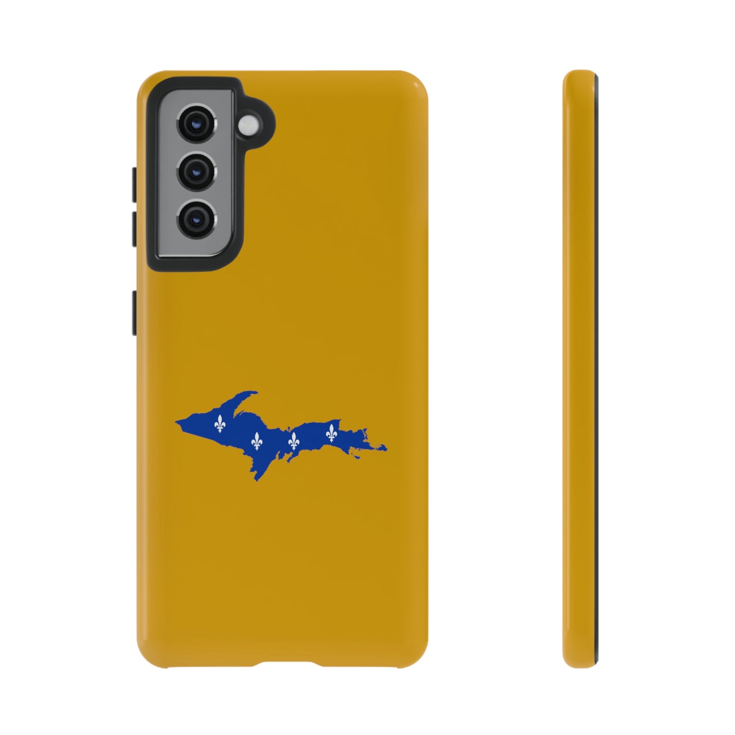 Michigan Upper Peninsula Tough Phone Case (Gold w/ UP Quebec Flag Outline) | Samsung & Pixel Android