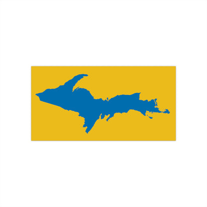 Michigan Upper Peninsula Bumper Sticker (w/ Azure UP Outline) | Gold Background