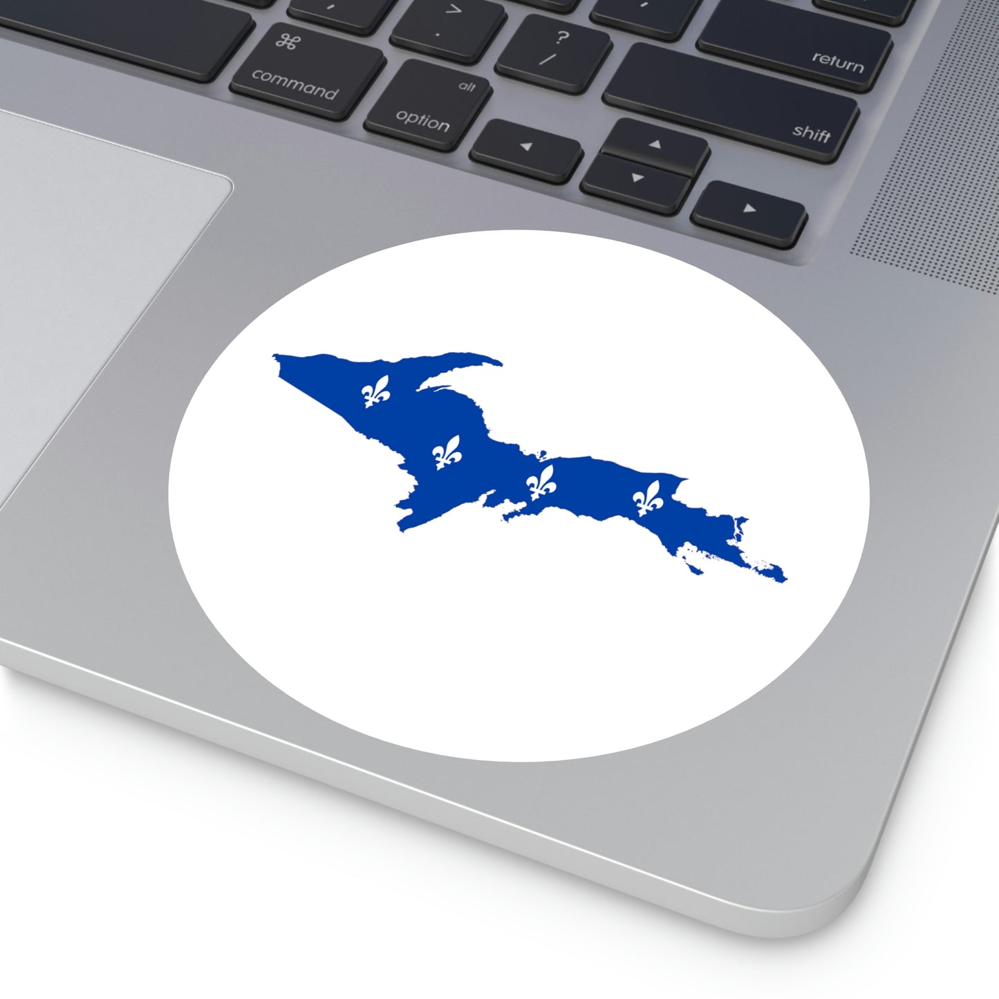 Michigan Upper Peninsula Round Stickers (w/ UP Quebec Flag Outline) | Indoor\Outdoor