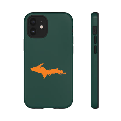 Michigan Upper Peninsula Tough Phone Case (Green w/ Orange UP Outline) | Apple iPhone