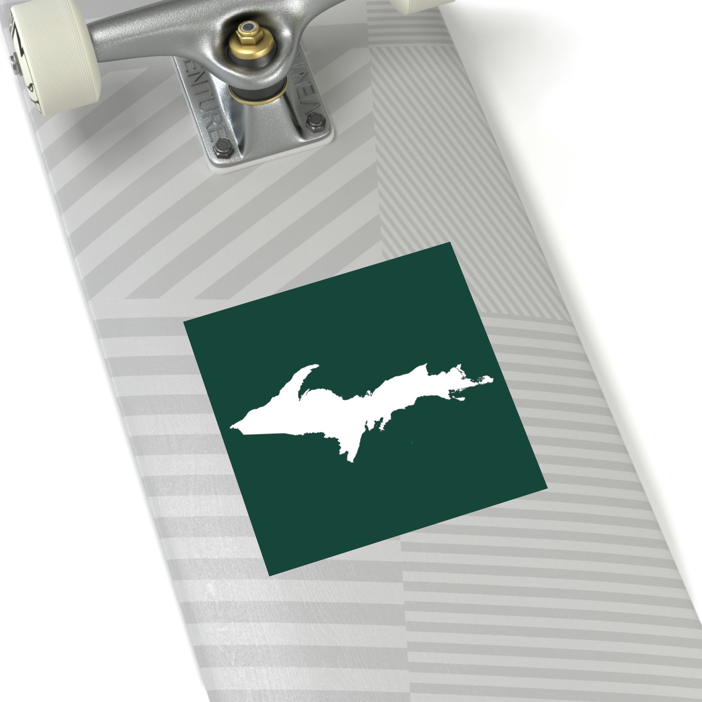 Michigan Upper Peninsula Square Sticker (Green w/ UP Outline) | Indoor/Outdoor