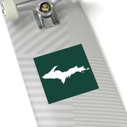 Michigan Upper Peninsula Square Sticker (Green w/ UP Outline) | Indoor/Outdoor