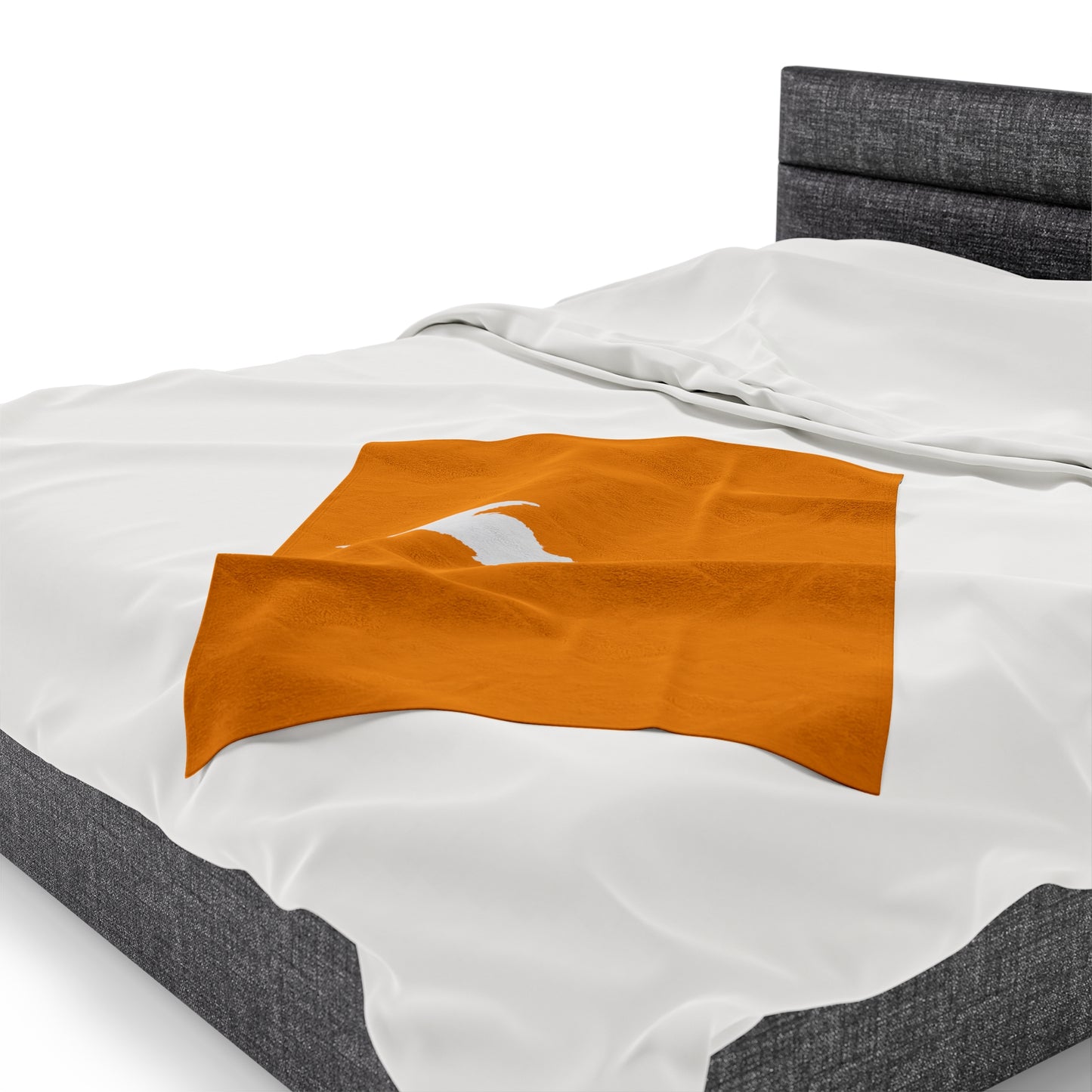 Michigan Upper Peninsula Plush Blanket (w/ UP Outline) | Birch Leaf Orange