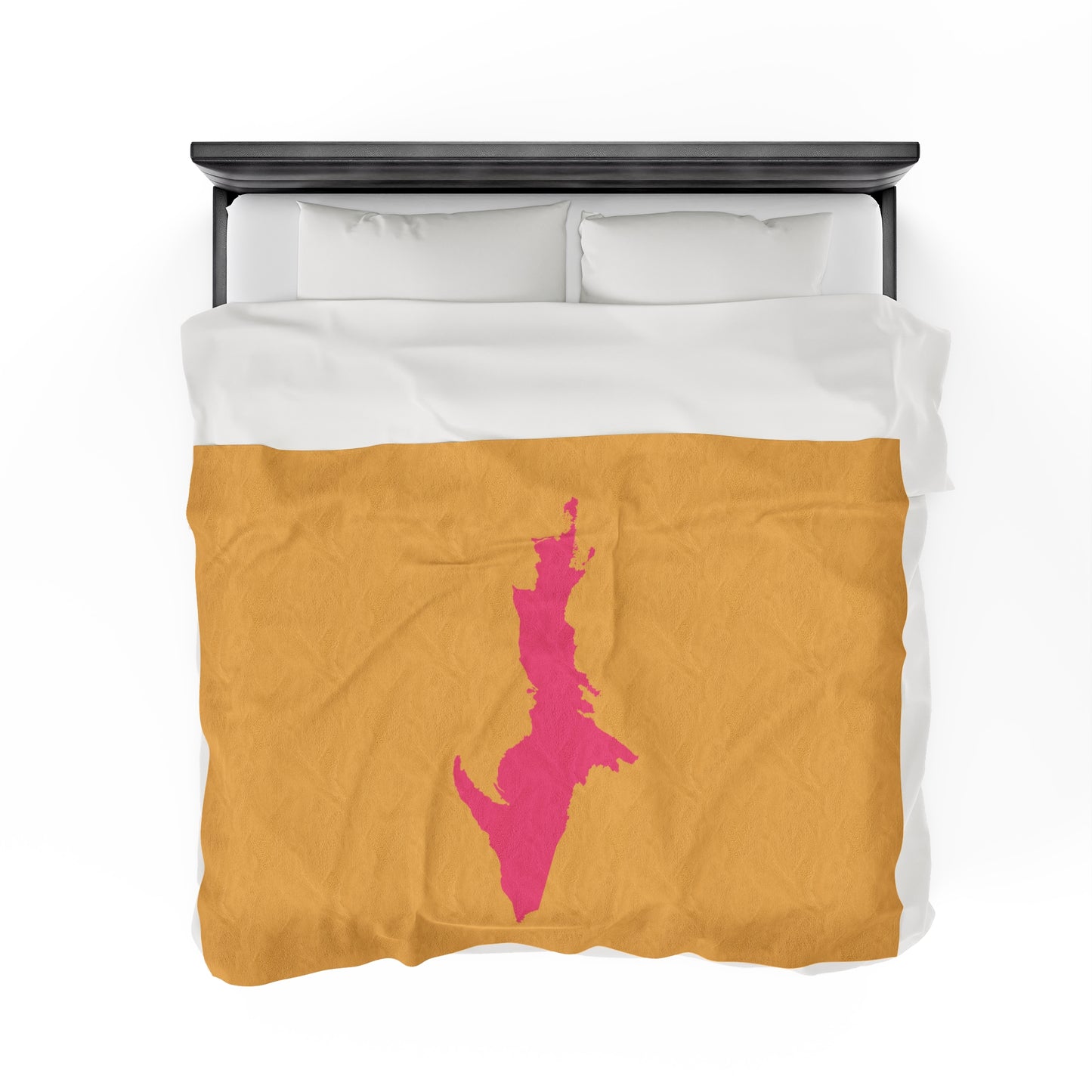 Michigan Upper Peninsula Plush Blanket (w/ Pink UP Outline) | Citrine