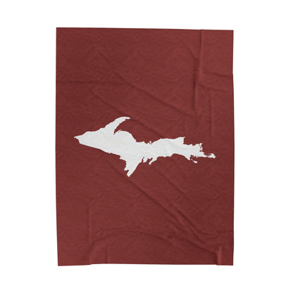 Michigan Upper Peninsula Plush Blanket (w/ UP Outline) | Ore Dock Red