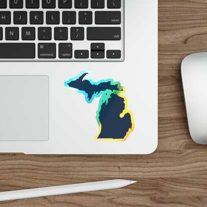 Michigan Outline Holographic Die-cut Stickers | Navy Color