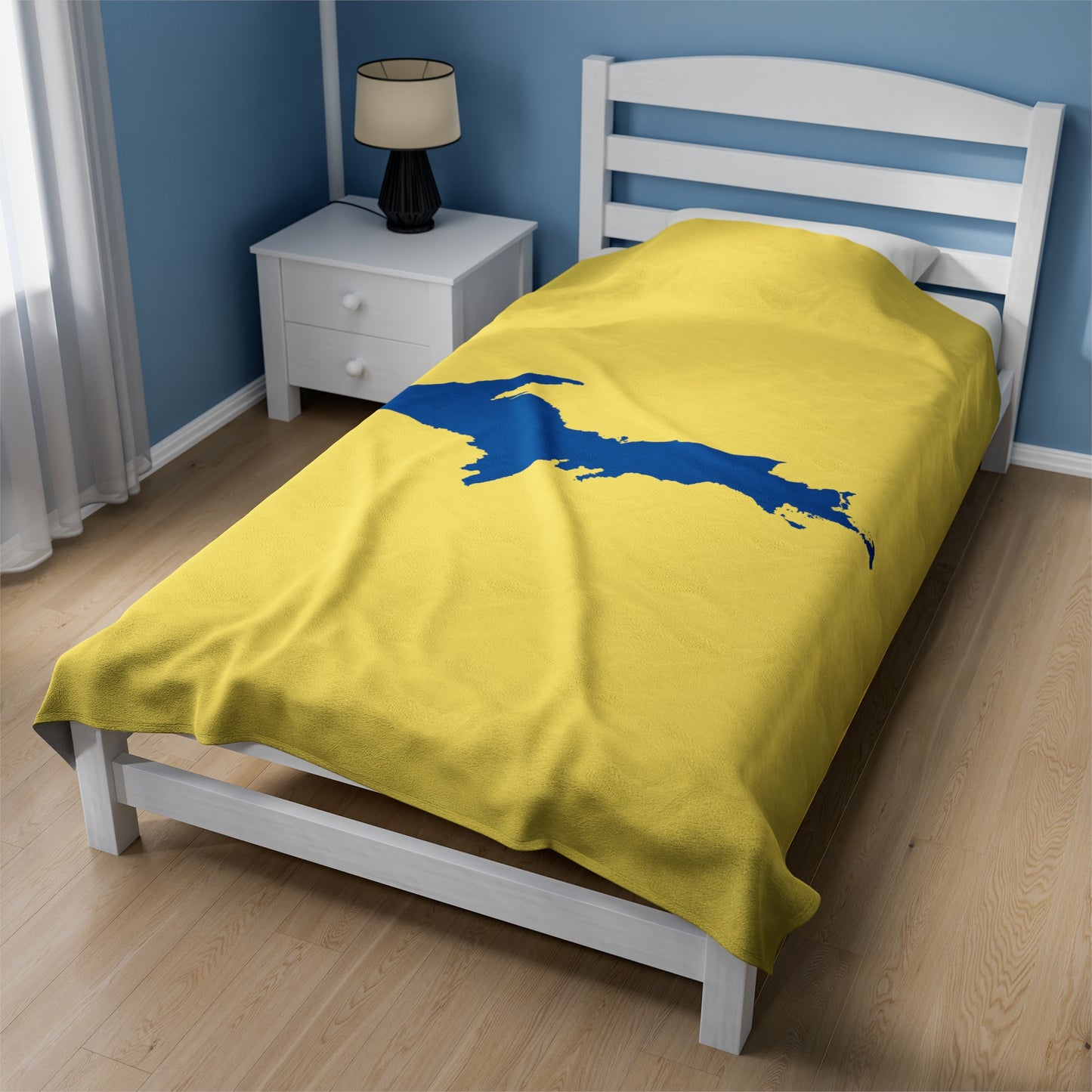 Michigan Upper Peninsula Plush Blanket (w/ Azure UP Outline) | Cherry Yellow